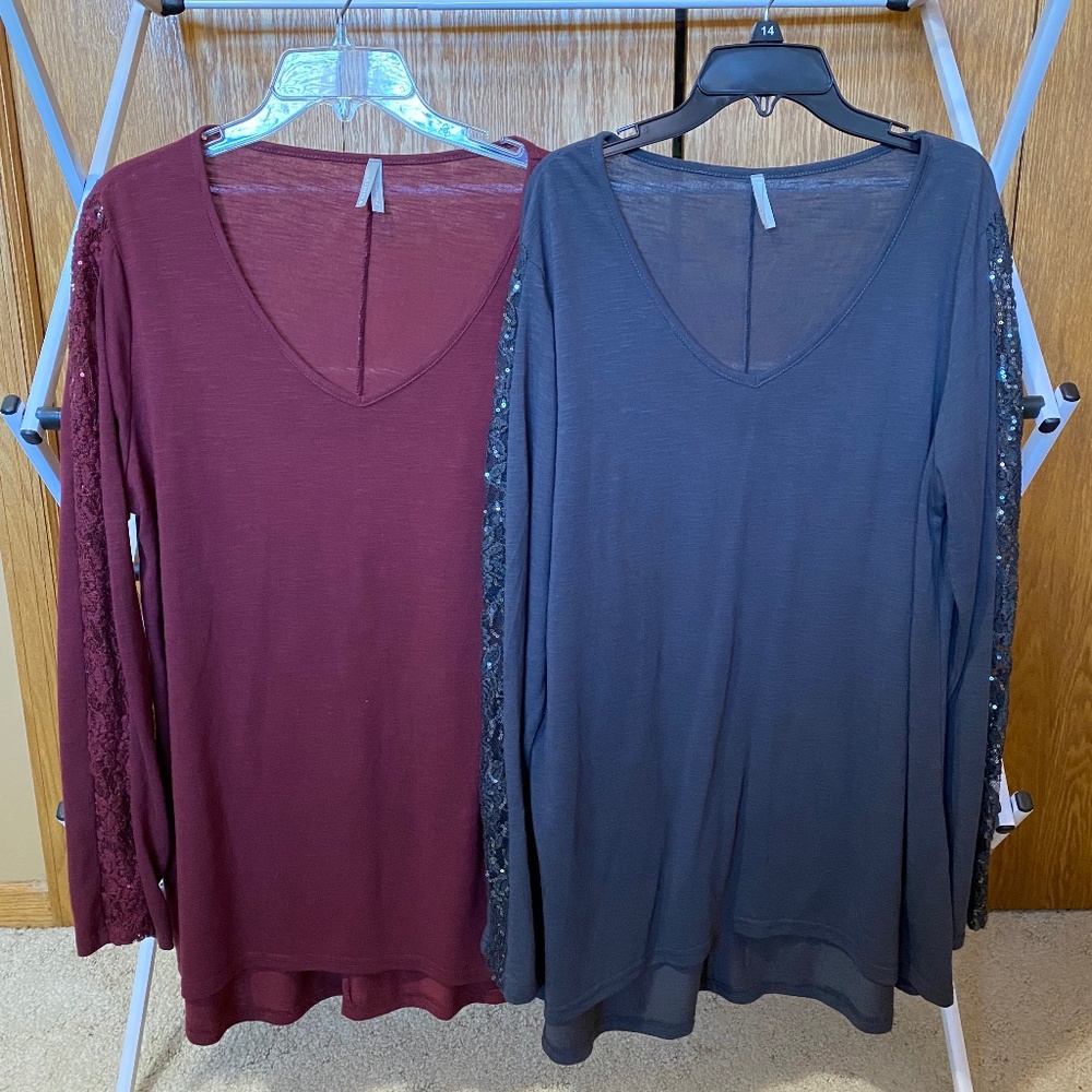 Lot of 2 Long Sleeve Shirts with arm detail